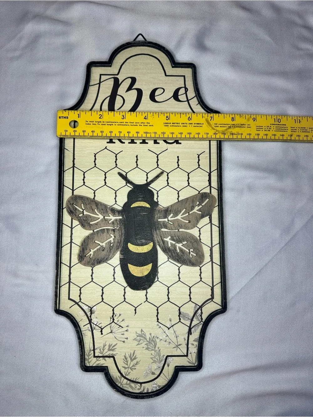 Bee Kind Wall Sign - Neutral/Black Home Wall Decor